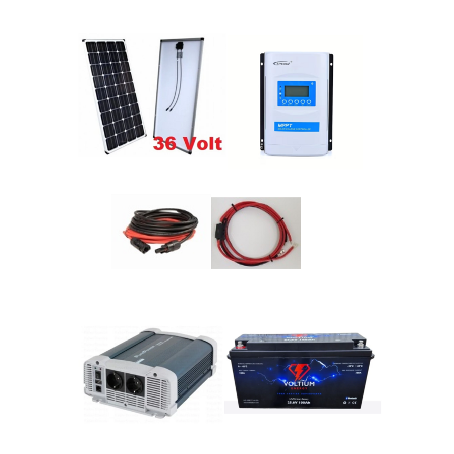 Zonnepaneelset 540 Watt 12 Volt incl omvormer 2000 Watt - accu LiFePo4 12,8V 200 Ah