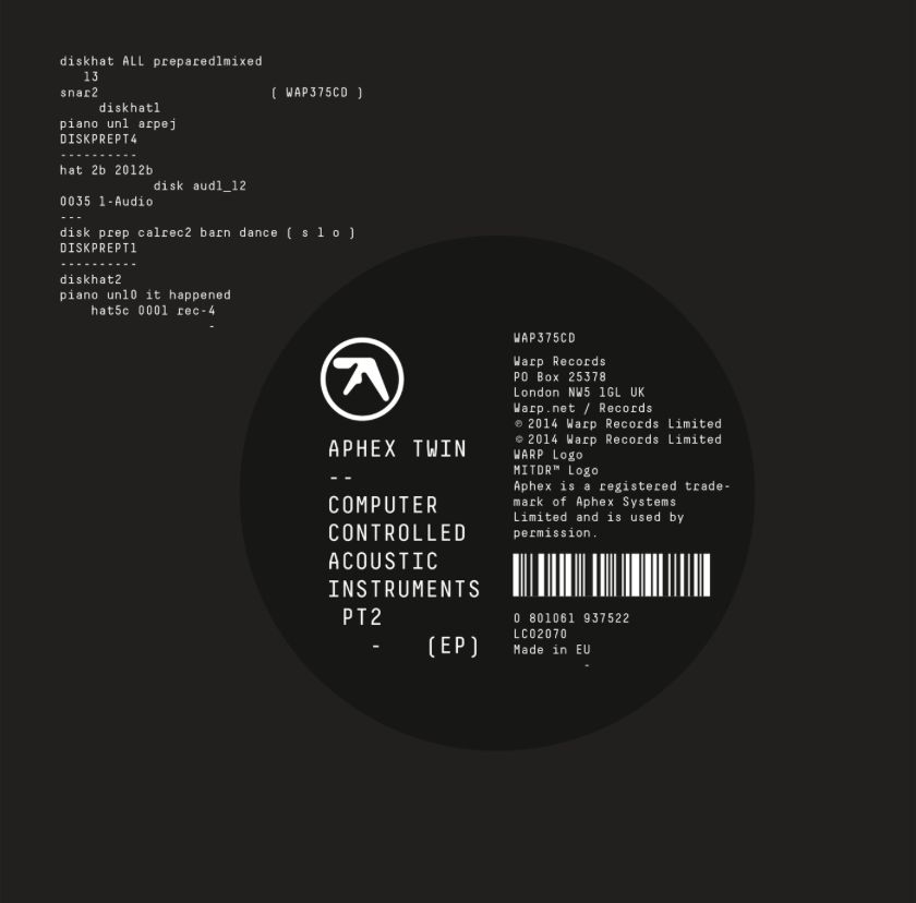Warp Records Aphex Twin - Computer Controlled Accoustic Instruments PT2 EP