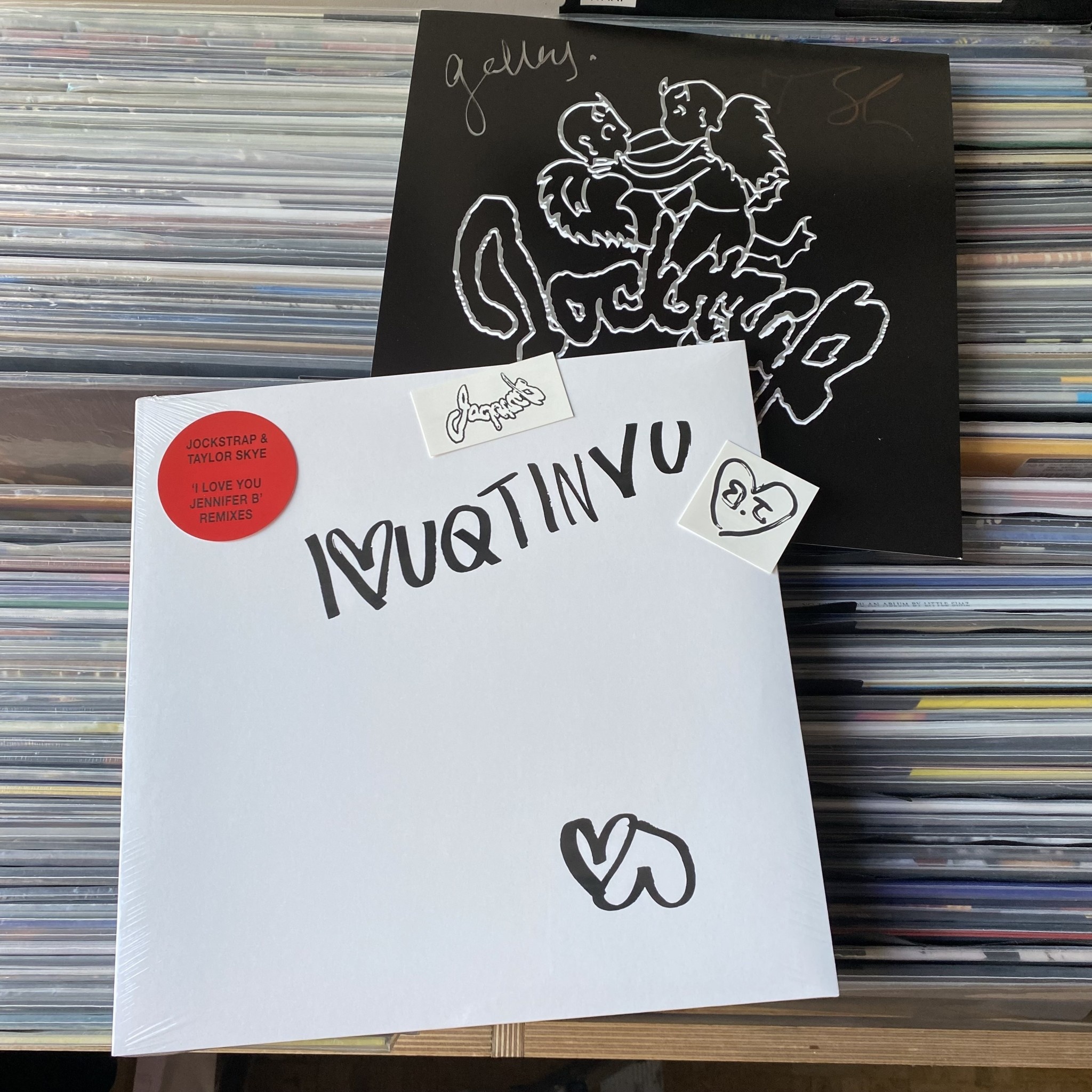 Rough Trade Records (SIGNED PRINT) Jockstrap - I<3UQTINVU - Remix Album (Red Vinyl) + TATTOO STICKER