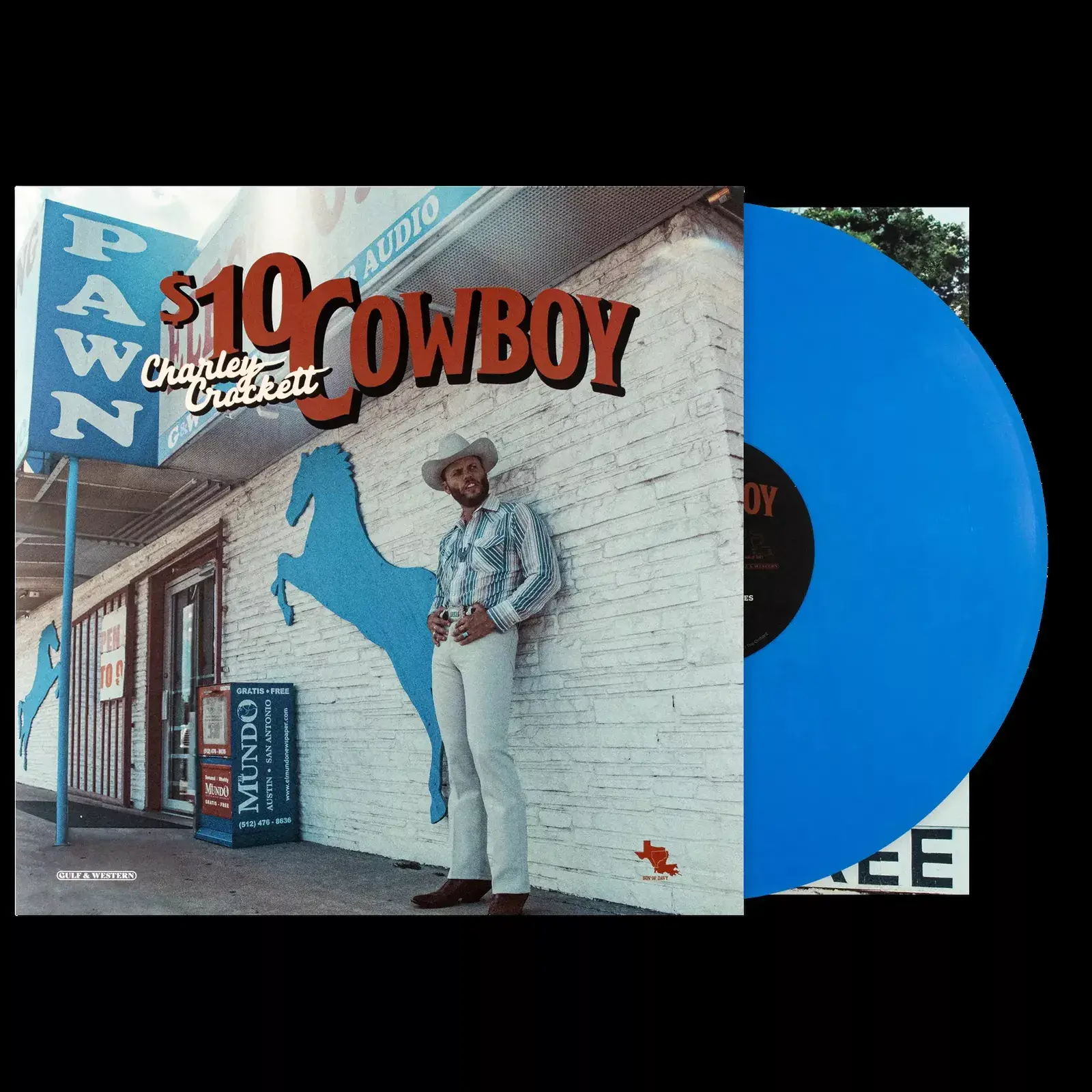 Thirty Tigers Charley Crockett - $10 Cowboy (Blue Vinyl) + SIGNED PRINT