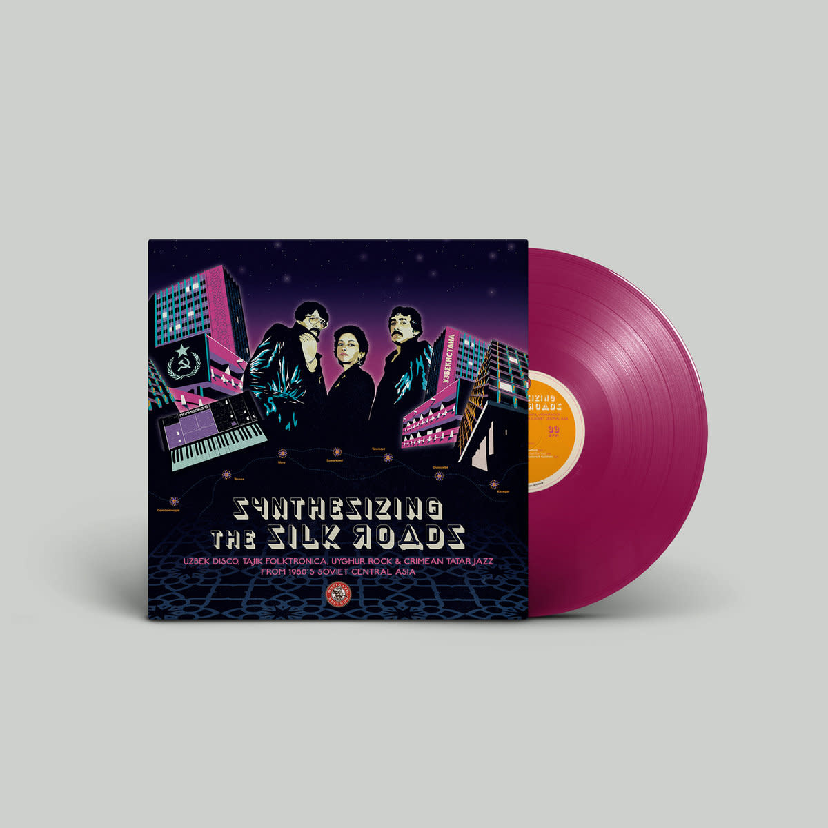 Ostinato Records Various - Synthesizing the Silk Roads: Uzbek Disco, Tajik Folktronica, Uyghur Rock & Crimean Tatar Jazz from 1980s Soviet Central Asia (Raspberry Vinyl)
