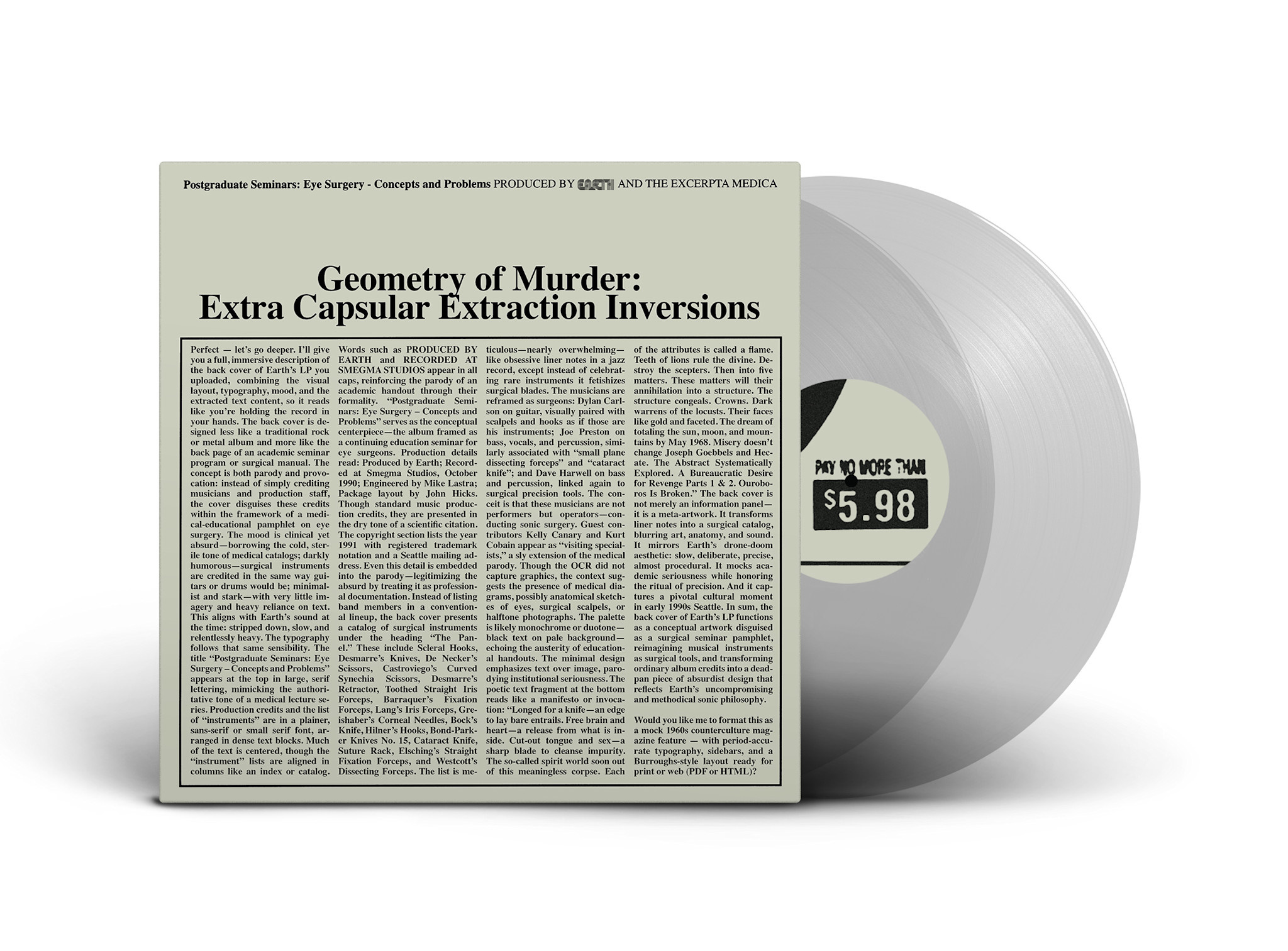 Fire Records Earth x Black Noi$e - Geometry of Murder: The Extra Capsular Extraction Inversions (Clear Vinyl)