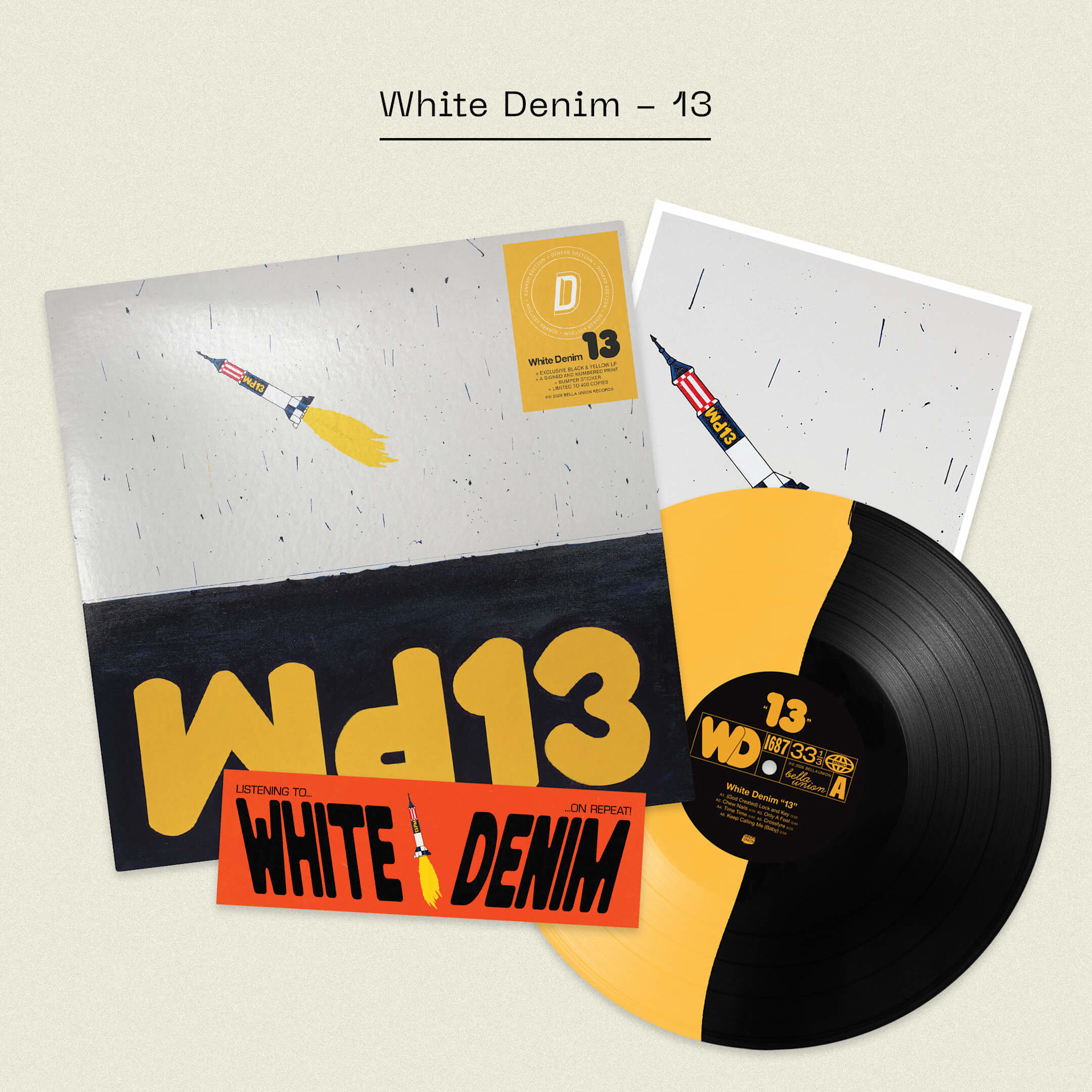 Bella Union SIGNED White Denim - 13 (Dinked Edition)