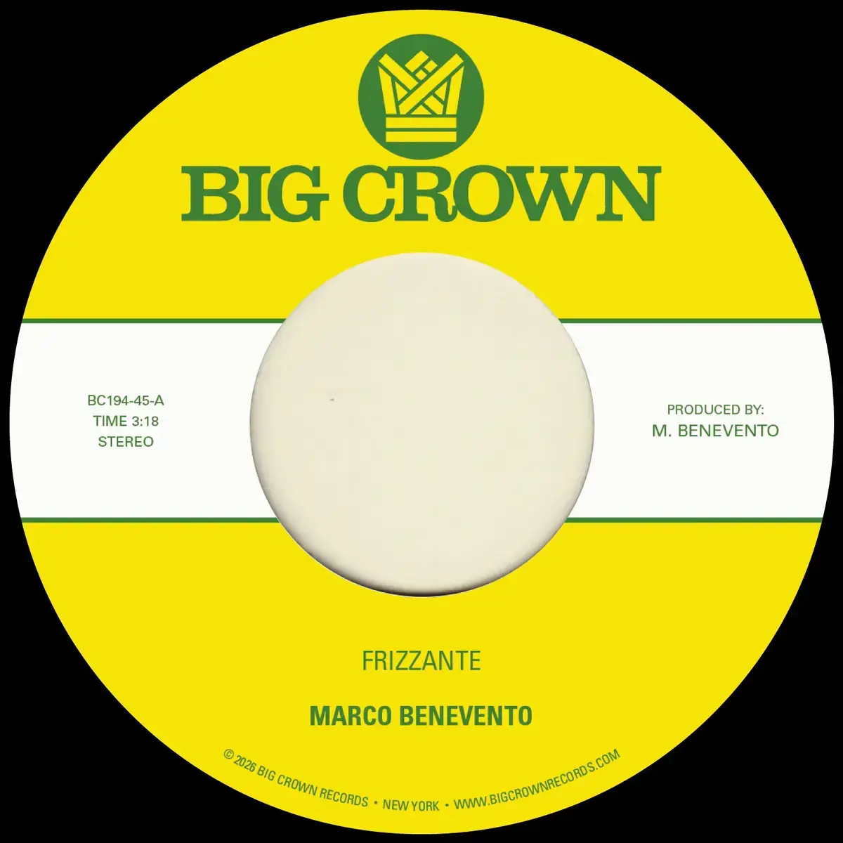Big Crown Records Marco Benevento - Frizzante / Turandot