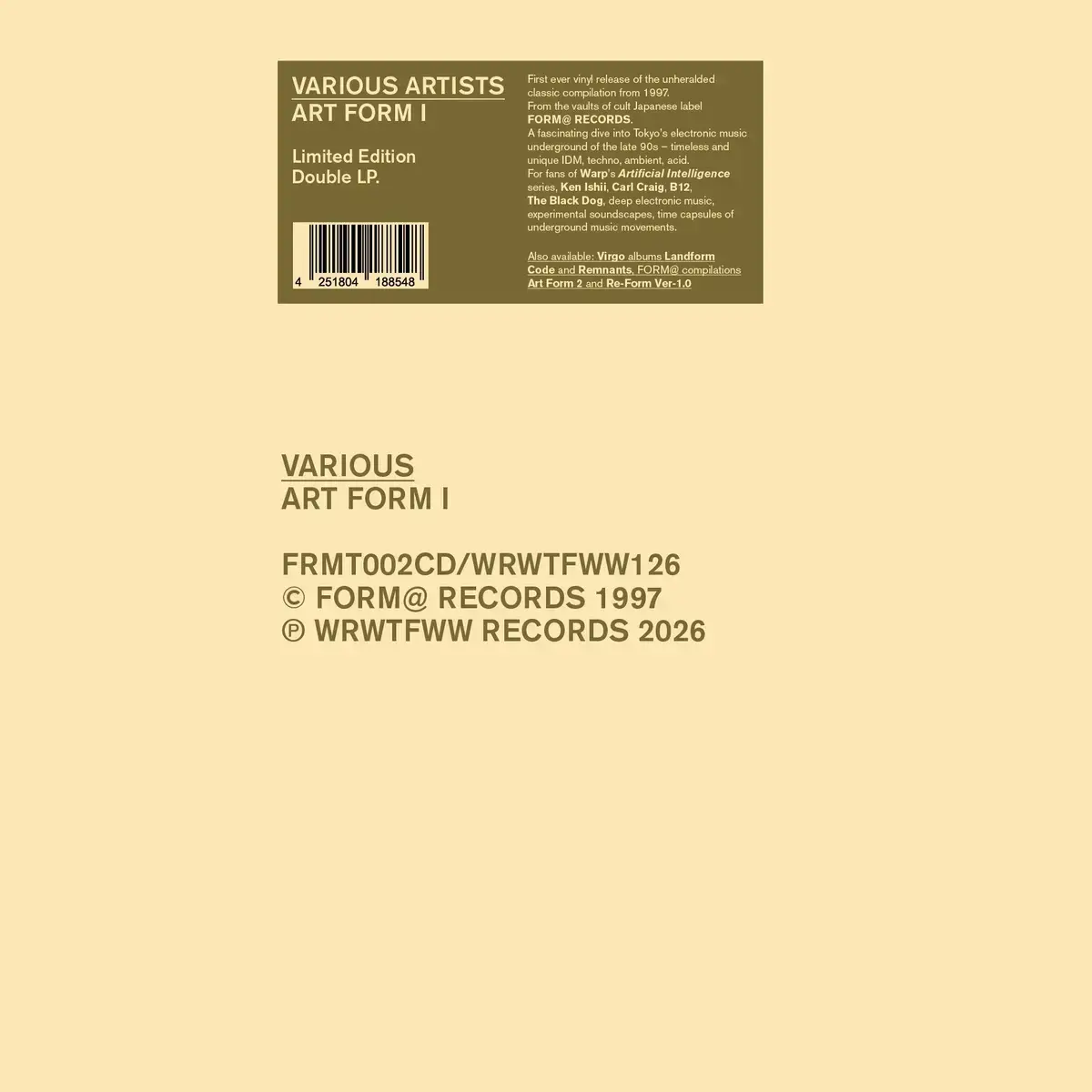 WRWTFWW Records Various - Art Form 1
