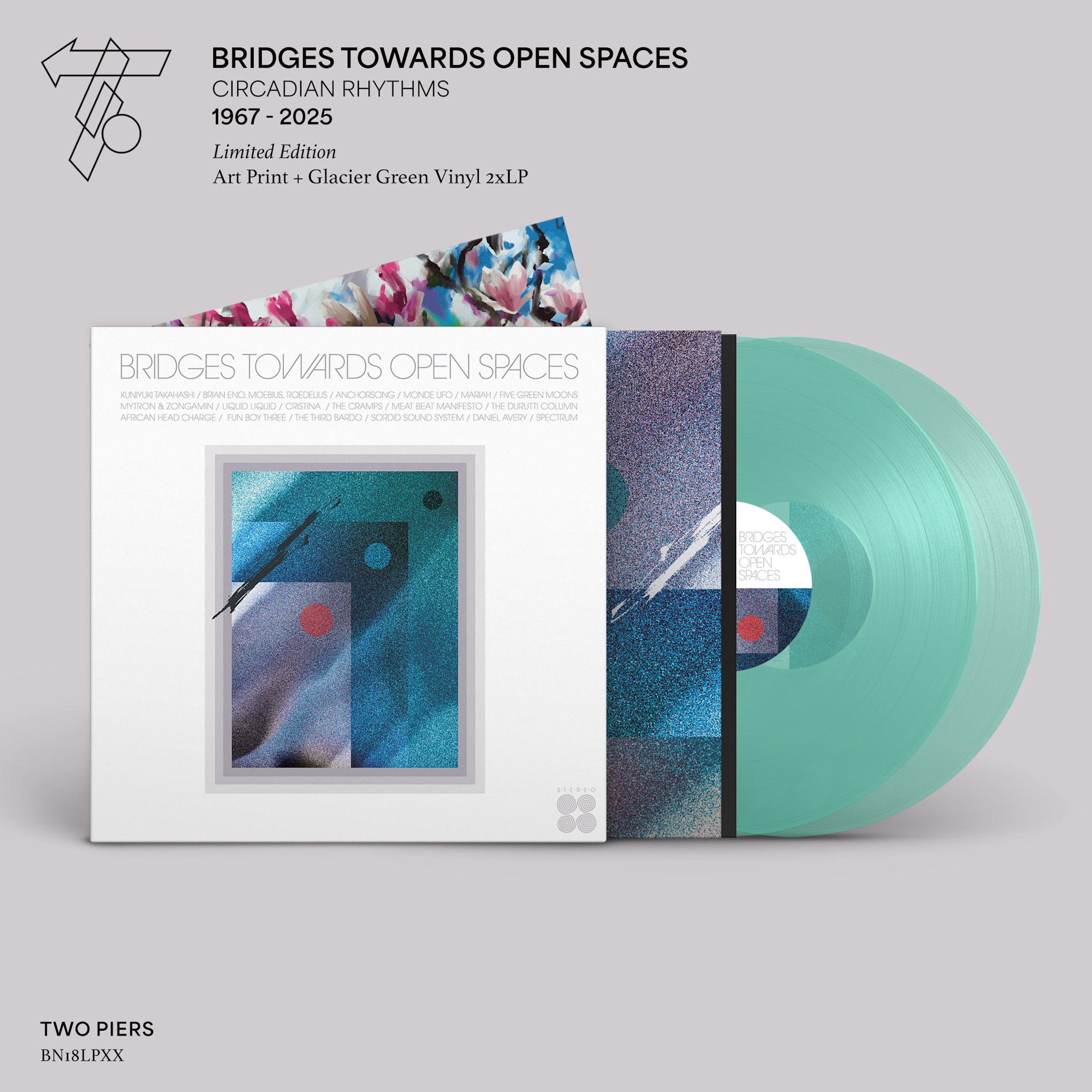 Two-Piers Various - Bridges Towards Open Spaces:  Circadian Rhythms 1967-2025 (Glacier Green Vinyl) w/ART PRINT + Sticker