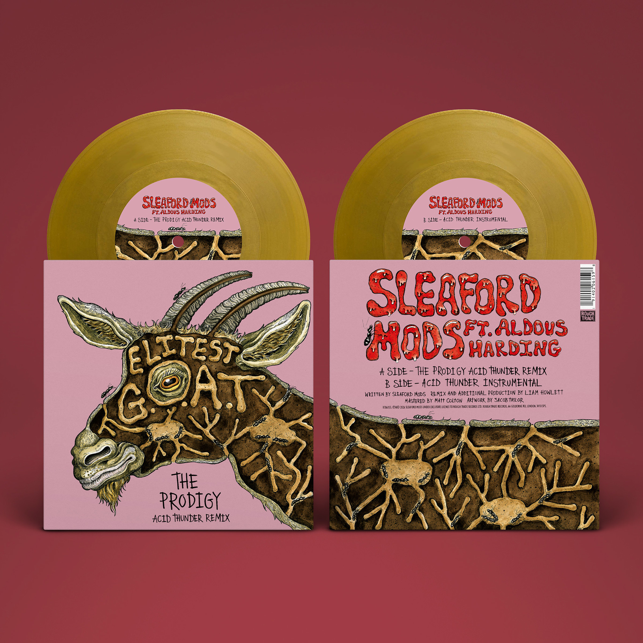 Rough Trade Records Sleaford Mods feat. Aldous Harding - Elitest G.O.A.T. (The Prodigy Acid Thunder Mix) (Gold Vinyl)