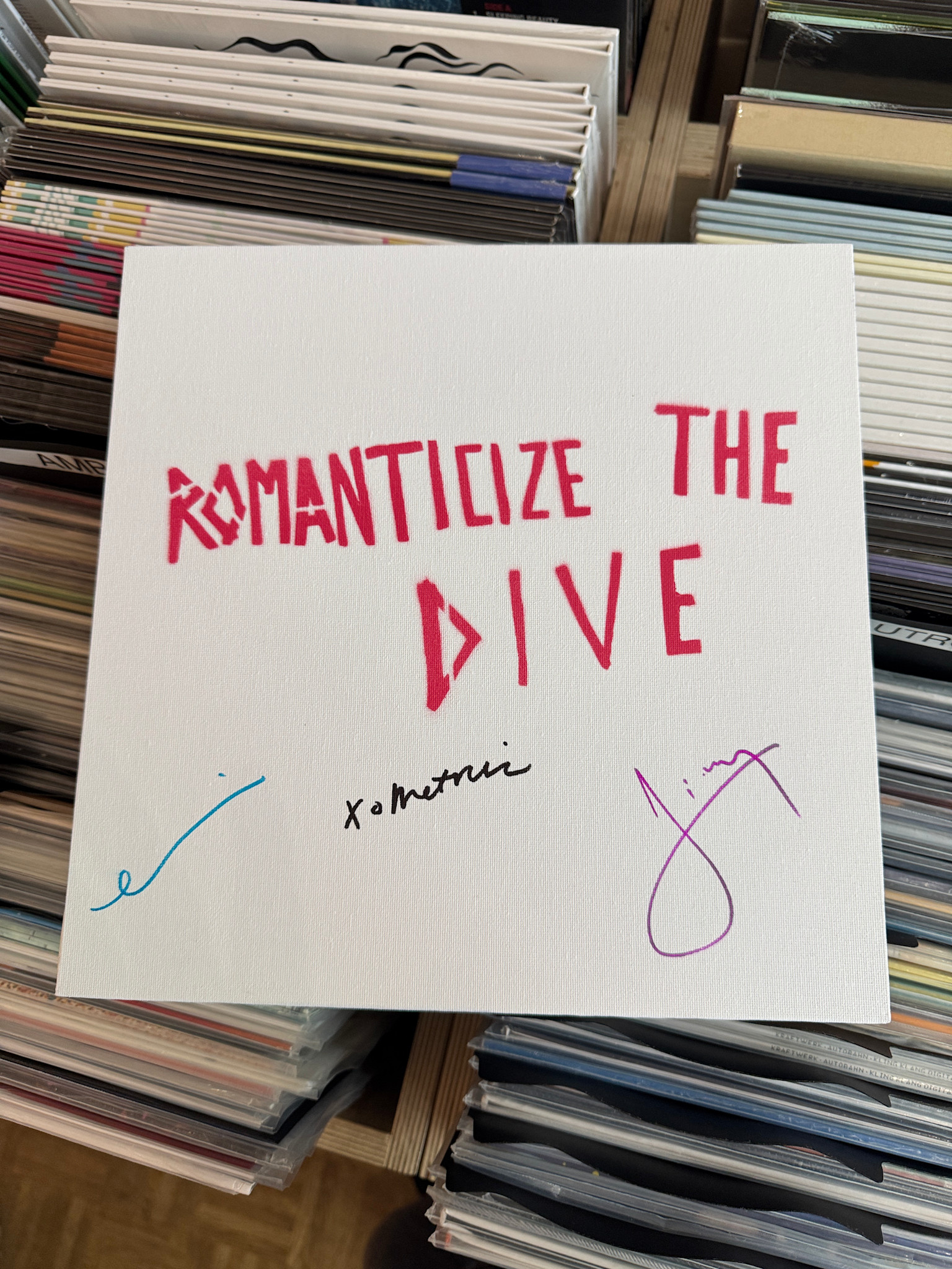 Thirty Tigers Metric - Romanticize the Dive (Metallic Silver Vinyl) + SIGNED Spray Painted Canvas