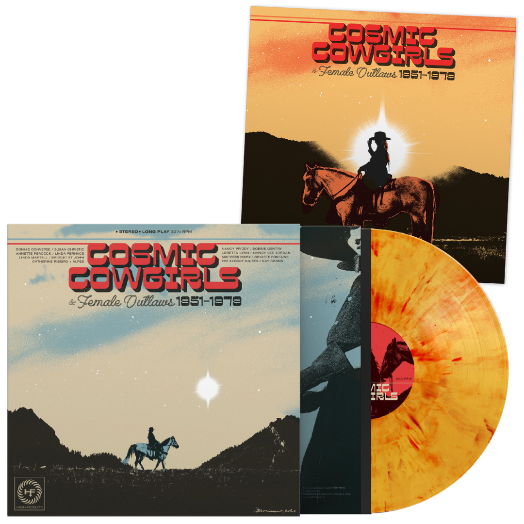 Two-Piers STP EXCLUSIVE Various - Cosmic Cowgirls & Female Outlaws 1951-1979 (Blazing Campfire Vinyl) + ART PRINT