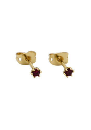 Lab Garnet Studs Gold Plated 