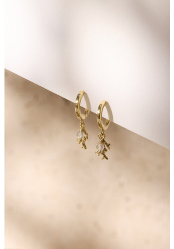 Coral Hoops Gold Plated (labradorite) 