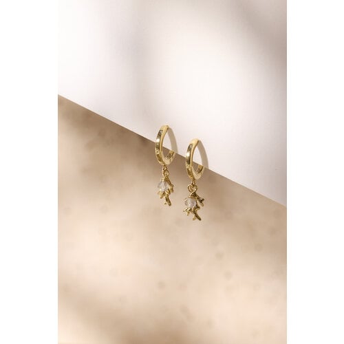 Coral Hoops Verguld (labradorite) 