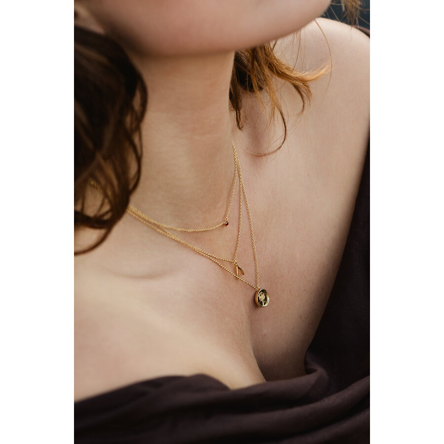 Garnet Necklace Gold Plated-4