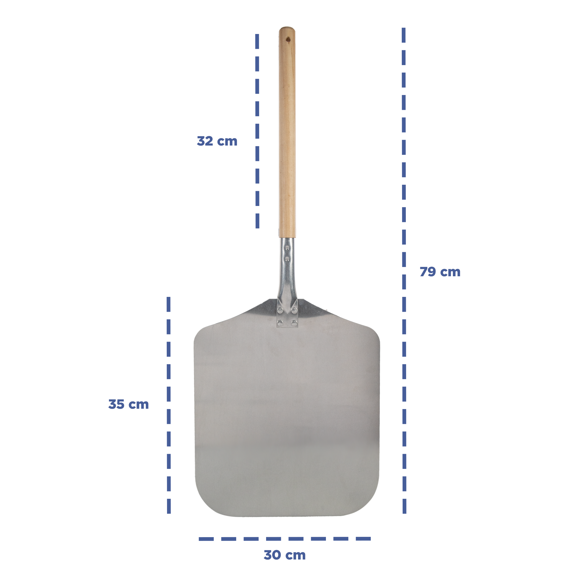 BIKO - Luxe Pizzaschep - Houten handvat - Vierkant - RVS