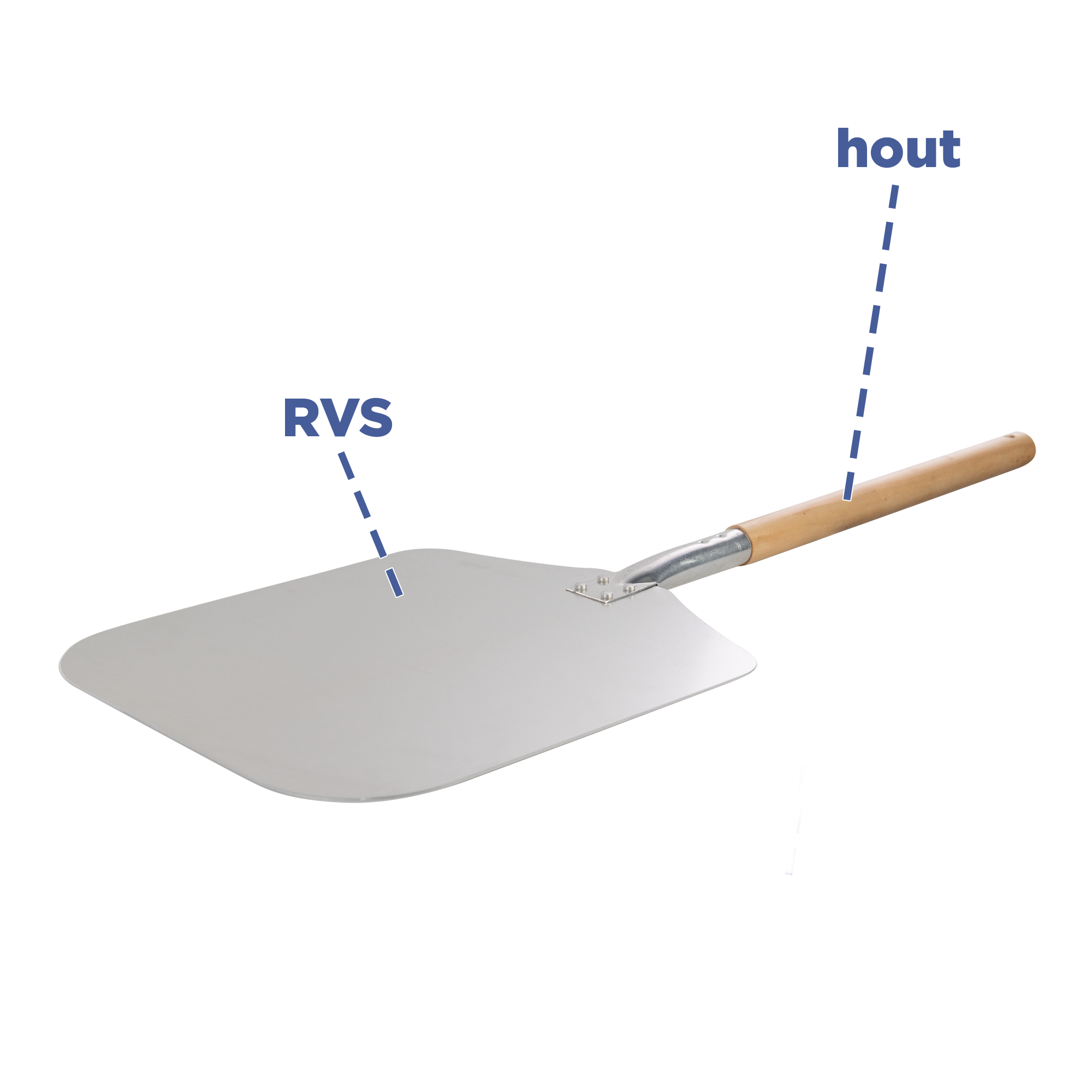 BIKO - Luxe Pizzaschep - Houten handvat - Vierkant - RVS
