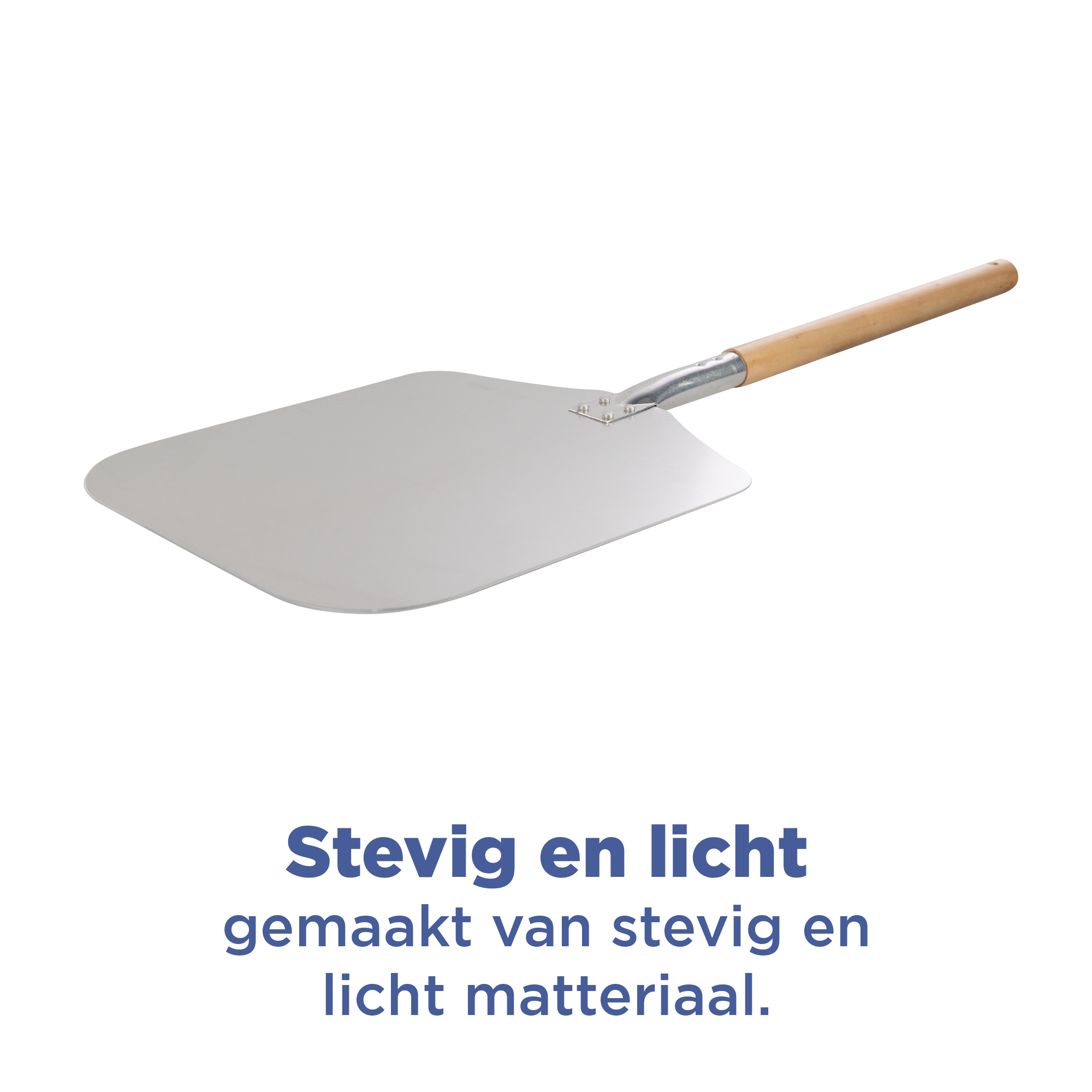 BIKO - Luxe Pizzaschep - Houten handvat - Vierkant - RVS