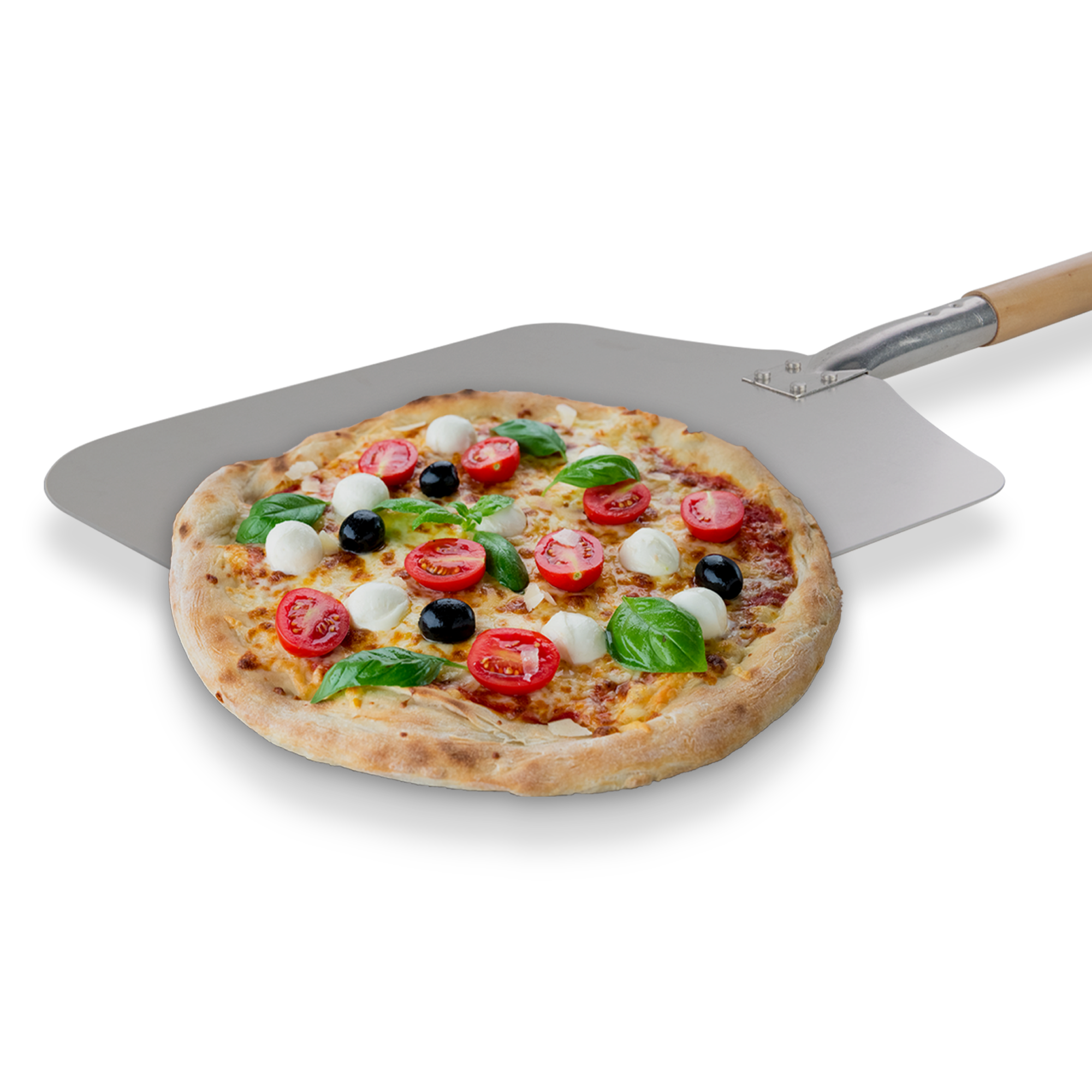 BIKO - Luxe Pizzaschep - Houten handvat - Vierkant - RVS