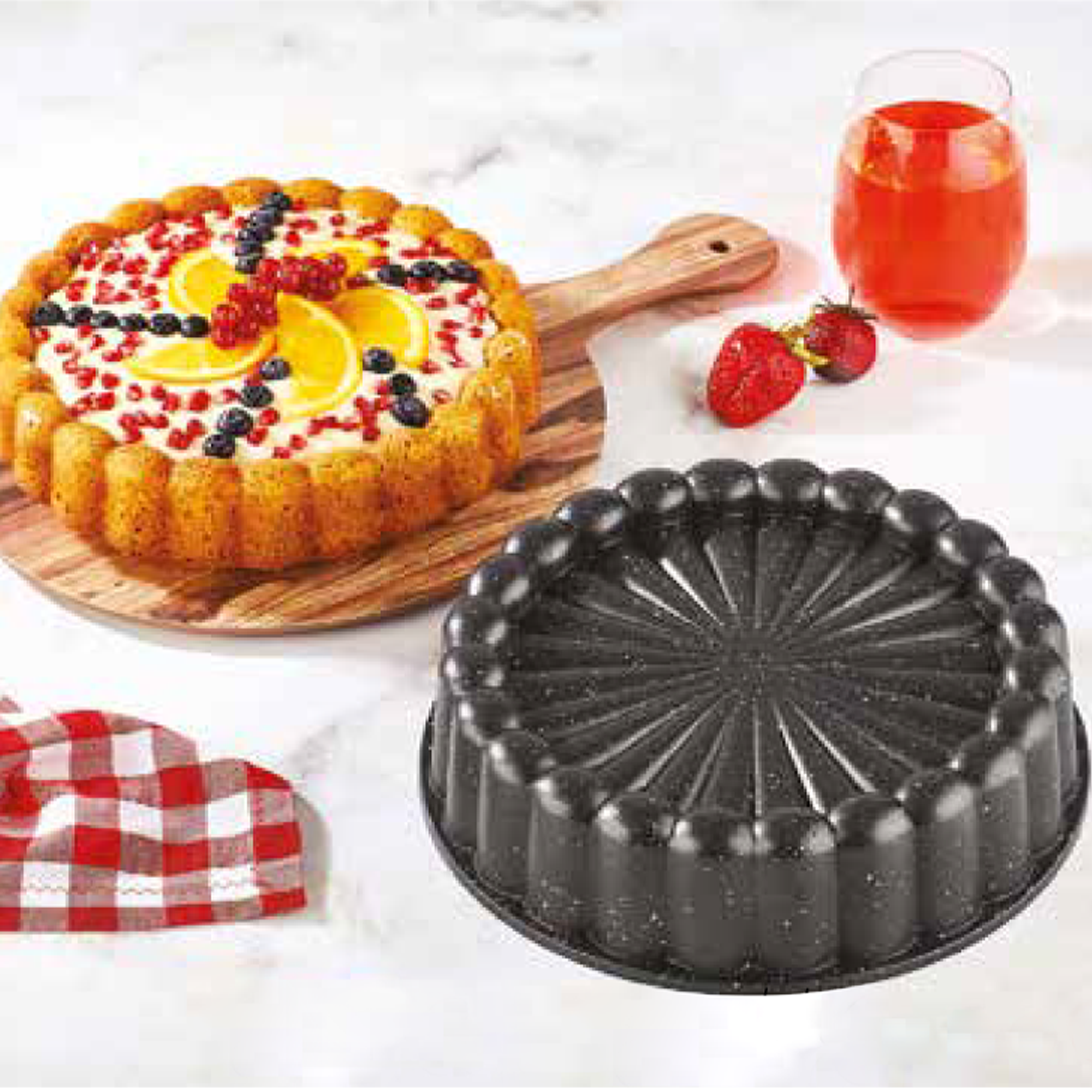 Cakevorm - Bakvorm 25 Ø - Aluminium met marmercoating - Antibaklaag