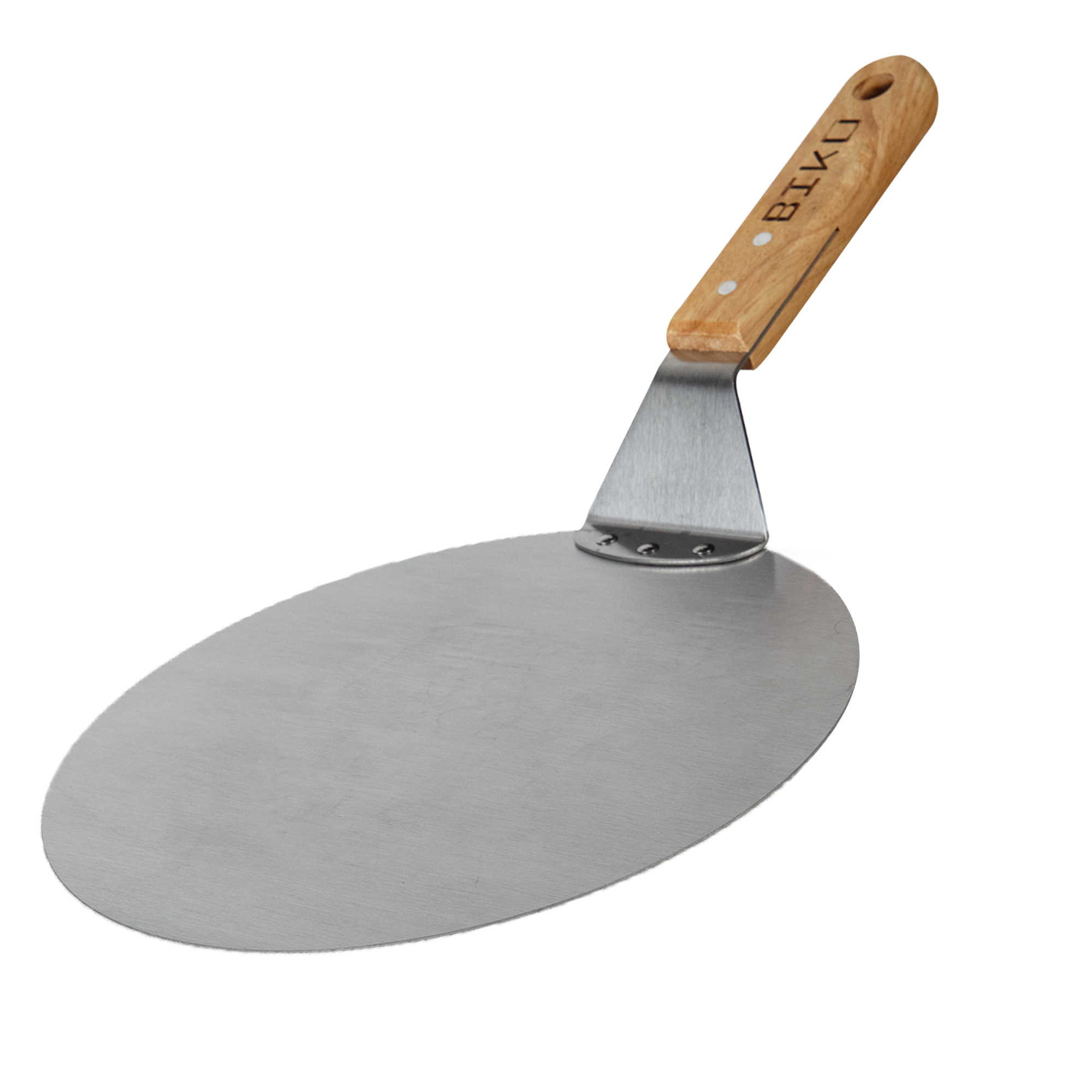Pizzaschep RVS Rond voor BBQ of Oven - houten handvat 23cm Pizzaschep - Pizzaspatel - Taartschep -Spatel