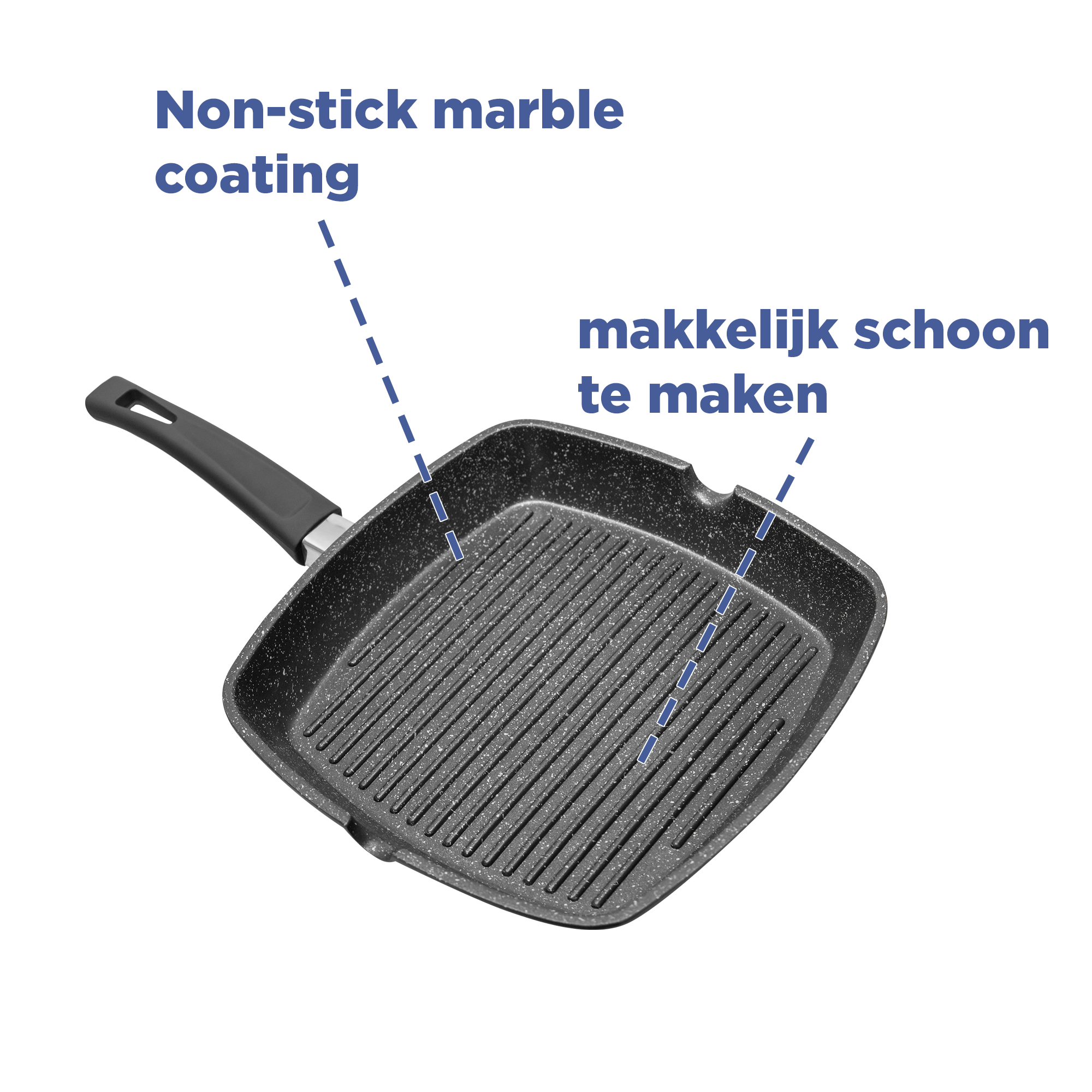 Grillpan - Marmeren coating - Zwart