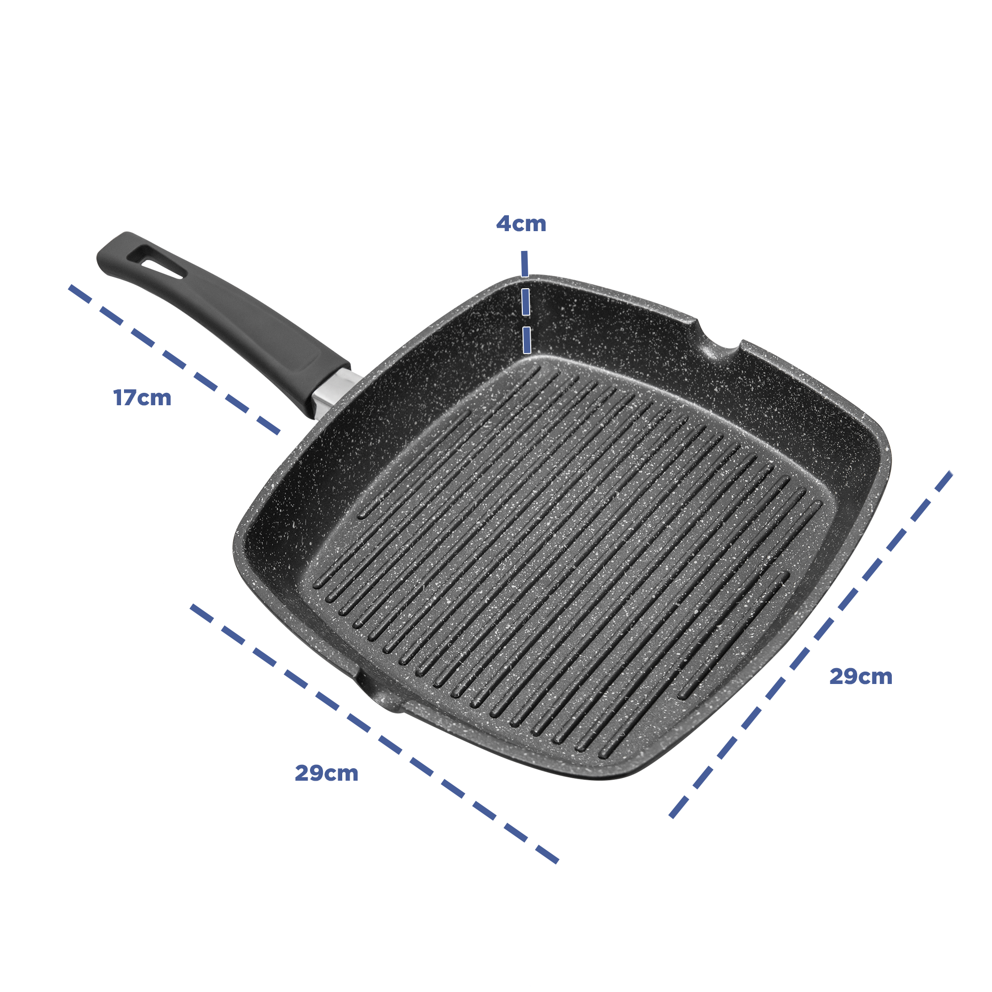 Grillpan - Marmeren coating - Zwart