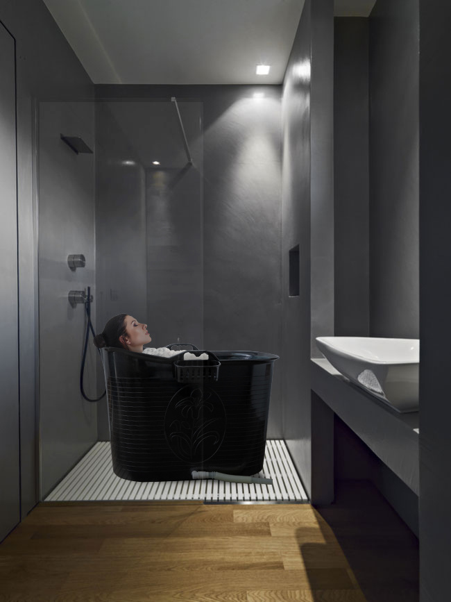 Zitbad Nancy - 200L - Bath Bucket - Inclusief Badrek - Zwart