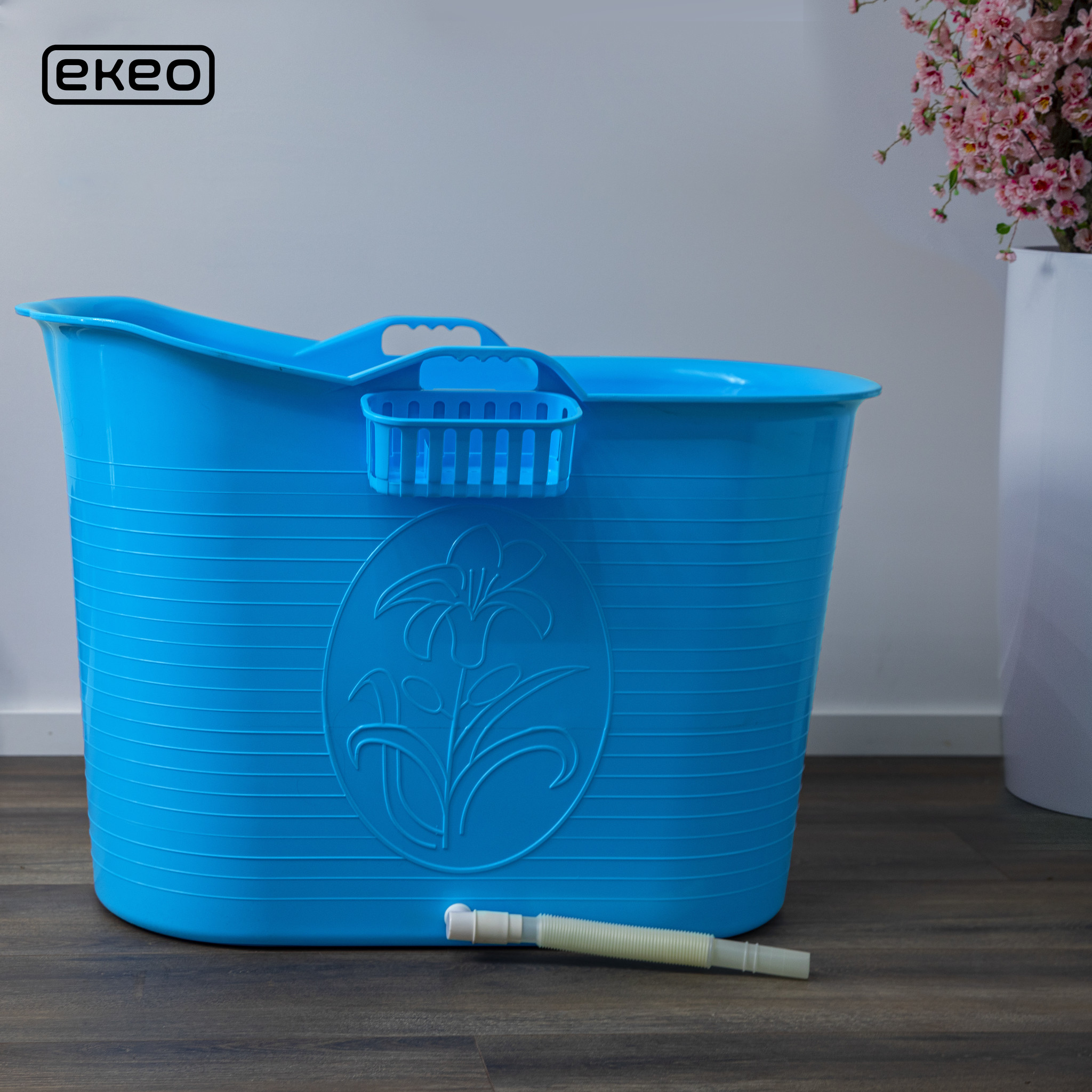 Zitbad voor volwassenen – Bath Bucket – 200L – Mobiele badkuip – Inclusief Badrek - Blauw
