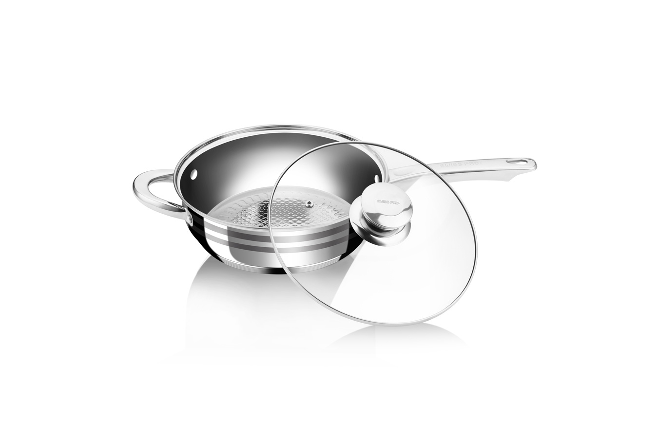 Pannenset INOX - 12 delige RVS met glazen deksels