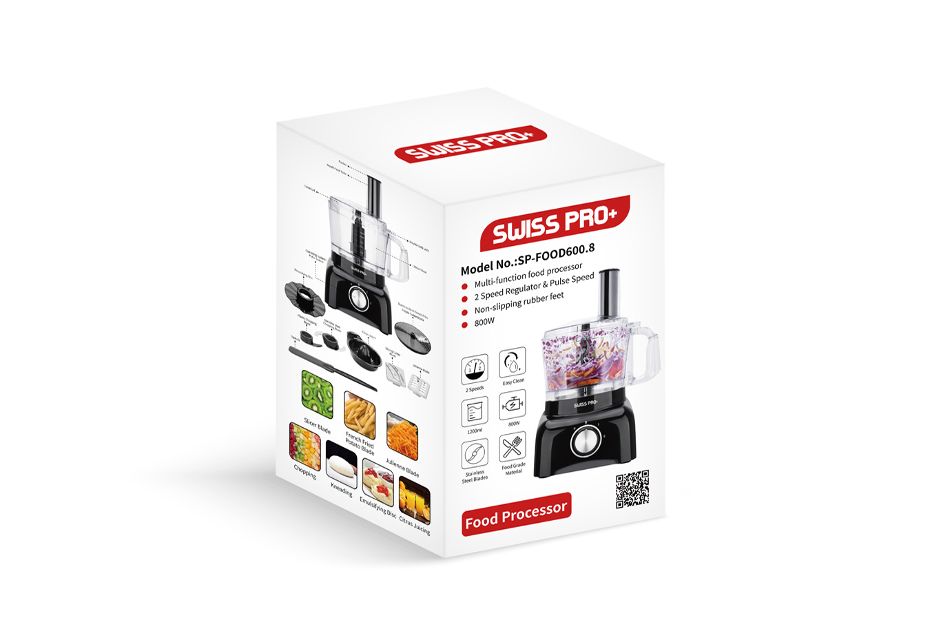 Foodprocessor - 13-delig - 600W - 3-standen - 1,2L - Zwart