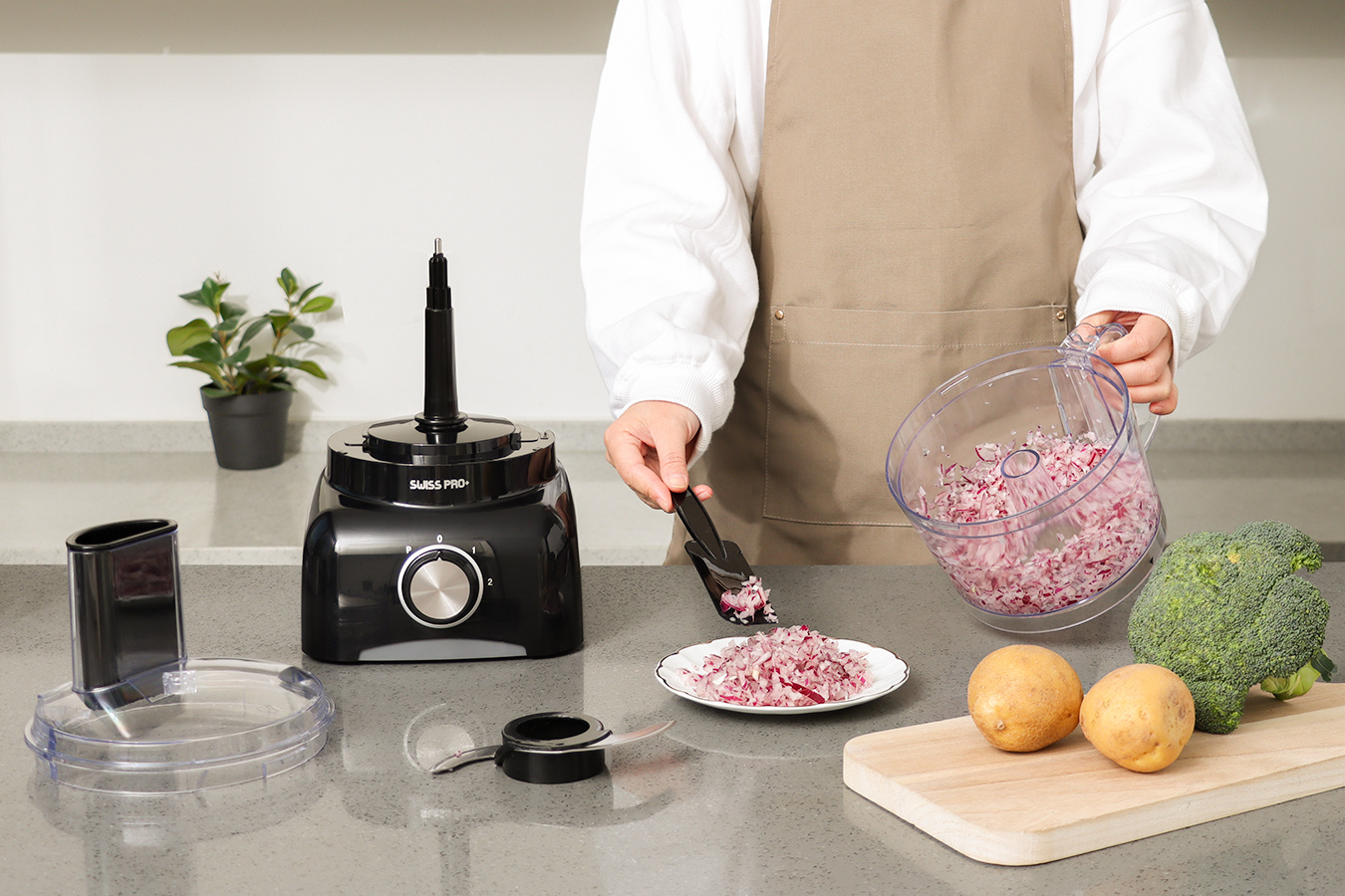 Foodprocessor - 13-delig - 600W - 3-standen - 1,2L - Zwart