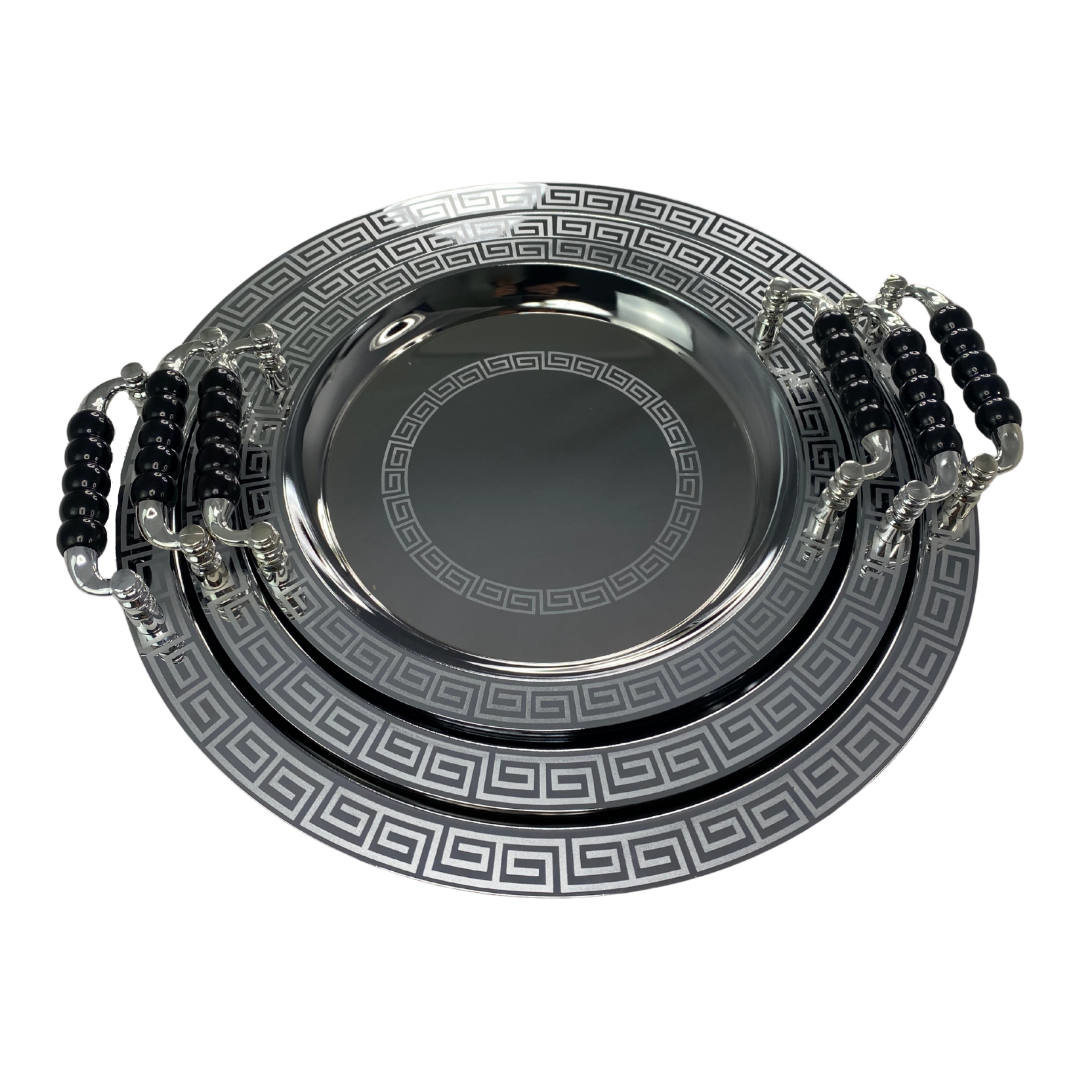 Dienblad - Zilver - Dienblad set - 3 stuks - Plateau - Rond