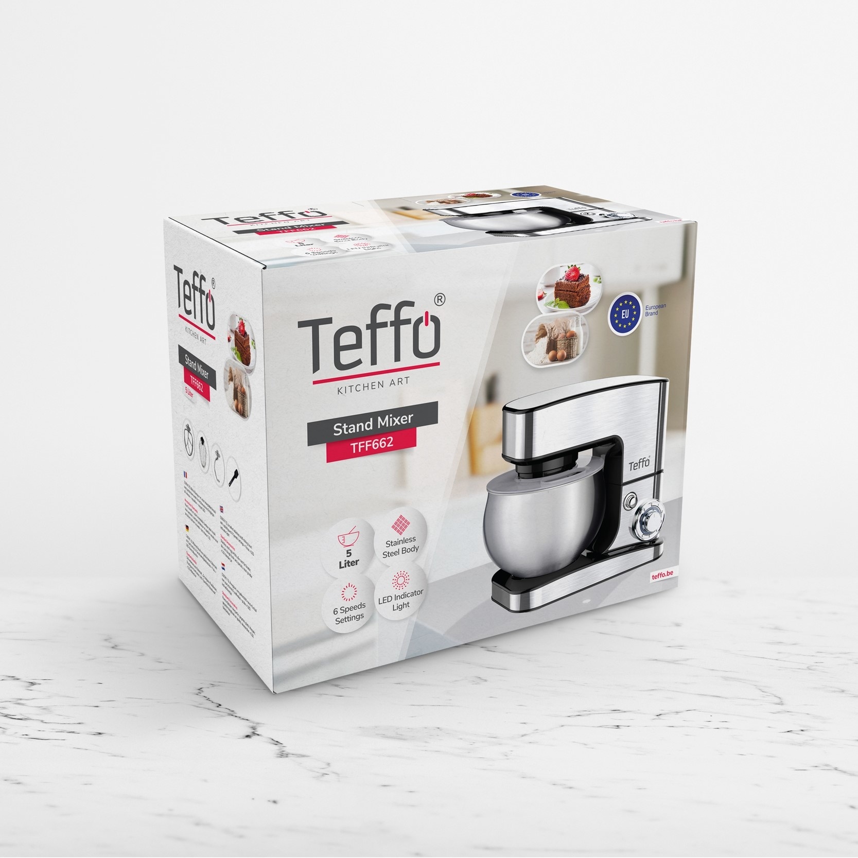 Keukenmixer - 6 snelheden - 5L - RVS - 1300W