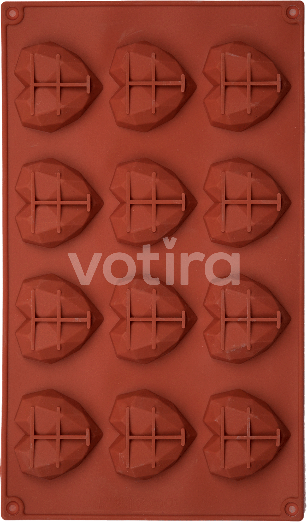 Siliconen bakvorm - 3D hart - Mal - 12 vormpjes - BPA-vrij - Rood