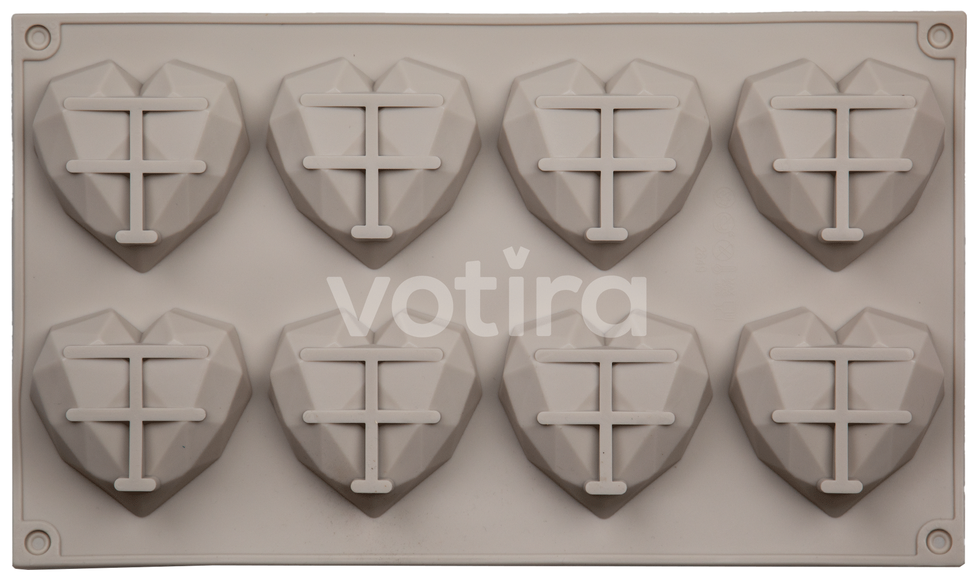 Siliconen bakvorm - 3D hart - Mal - 8 vormpjes - BPA-vrij - Wit