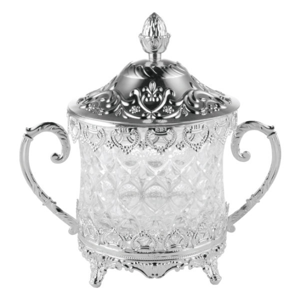 Luxe snoeppot - Suikerpot - Bonbons - Zilver/Glas