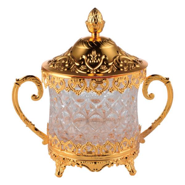 Luxe snoeppot - Suikerpot - Bonbons - Goud/Glas