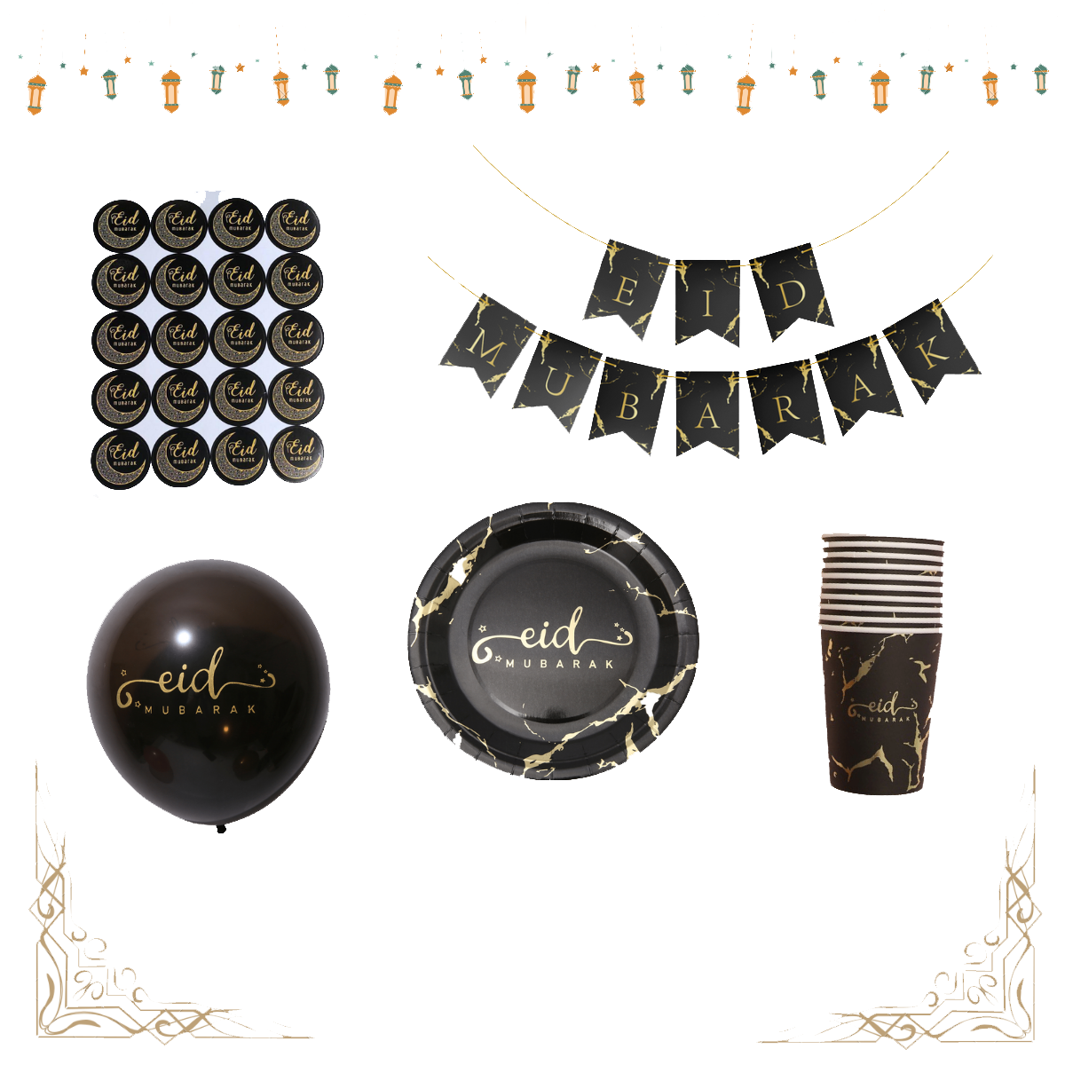 Eid Mubarak versiering - Eid feest versiering - Versiering - Decoratieset - Zwart