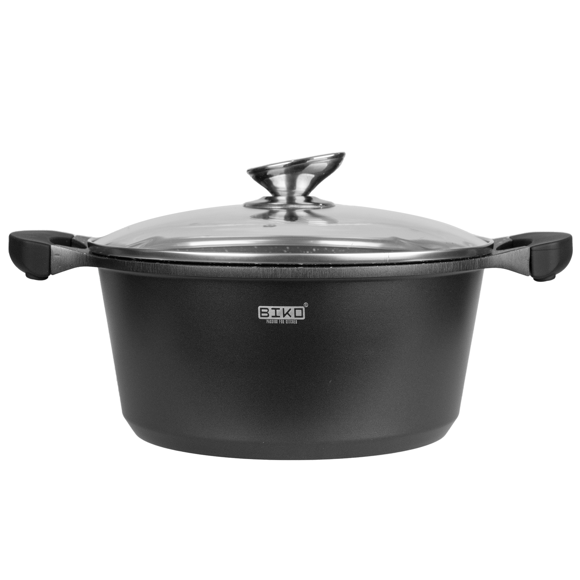Braadpan Ø 32 cm - Glazen deksel - Marmeren coating - Siliconen handvat