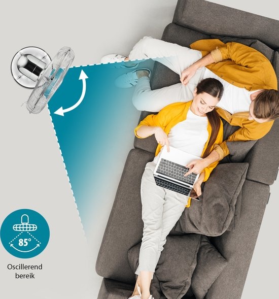 Luxe ventilator - Statiefventilator - 3 snelheidsstanden - Ø 40 cm - Verstelbaar - RVS