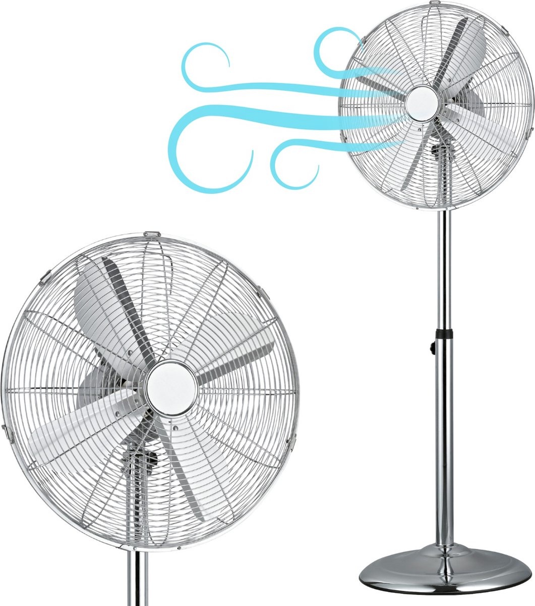 Luxe ventilator - Statiefventilator - 3 snelheidsstanden - Ø 40 cm - Verstelbaar - RVS