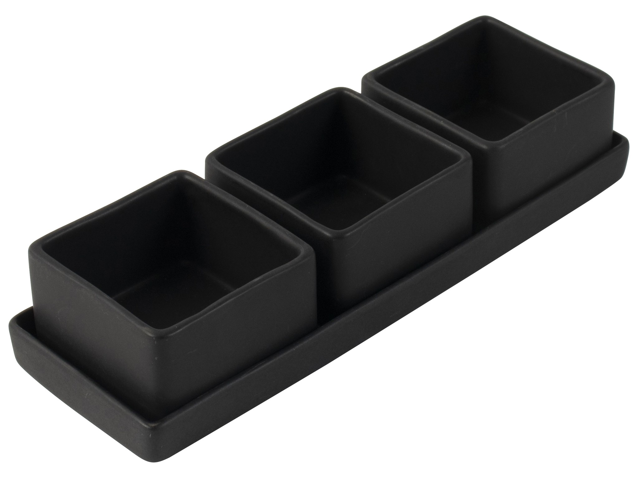 Serveerplateau - Set van 3 - Serveerbakjes - Keramiek - Zwart
