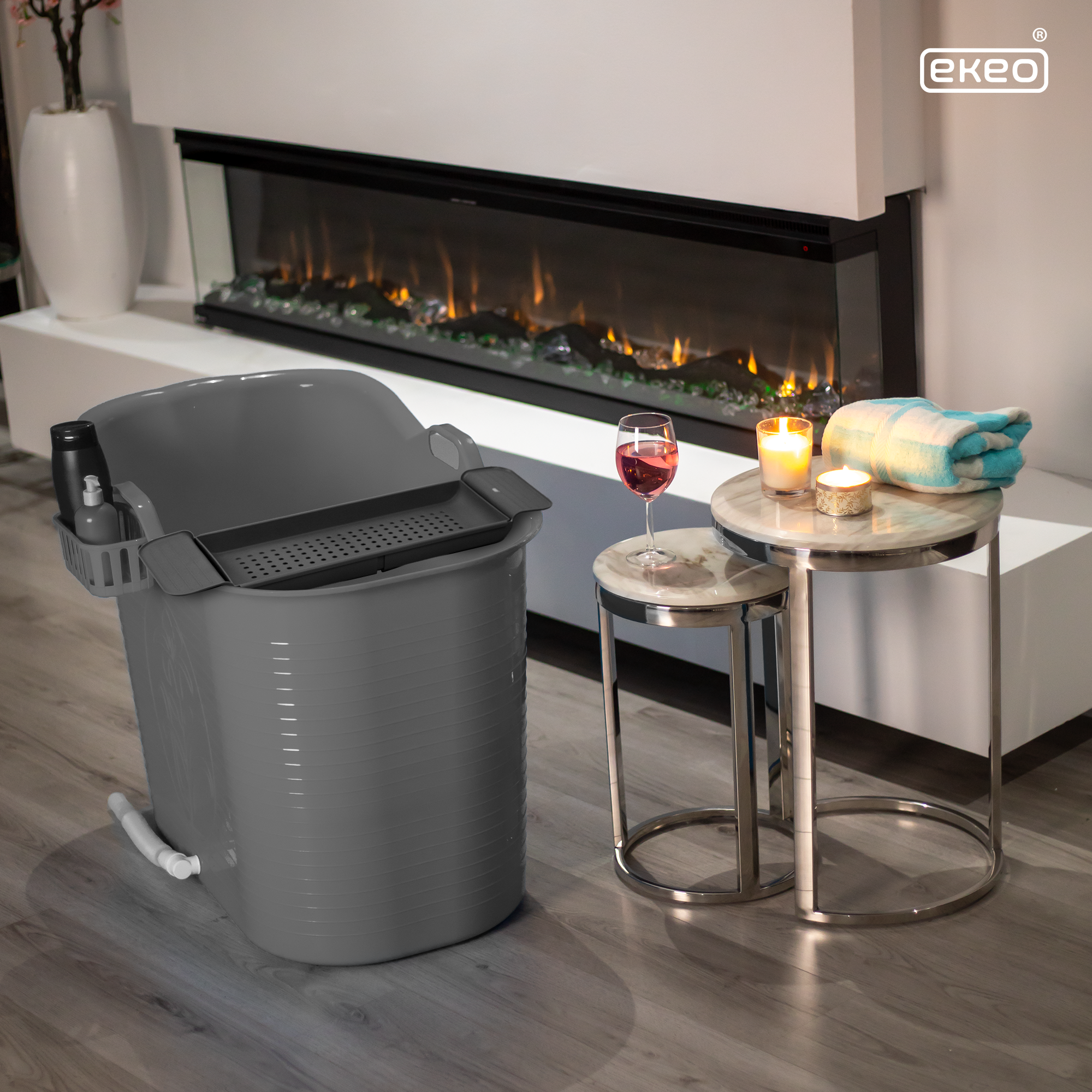 Zitbad Nancy - 200L - Bath Bucket - Inclusief Badrek - Zwart
