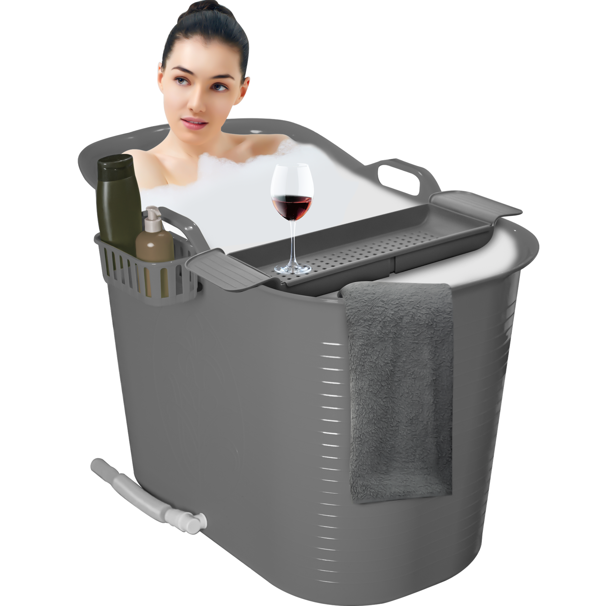 Zitbad Nancy - 200L - Bath Bucket - Inclusief Badrek - Grijs