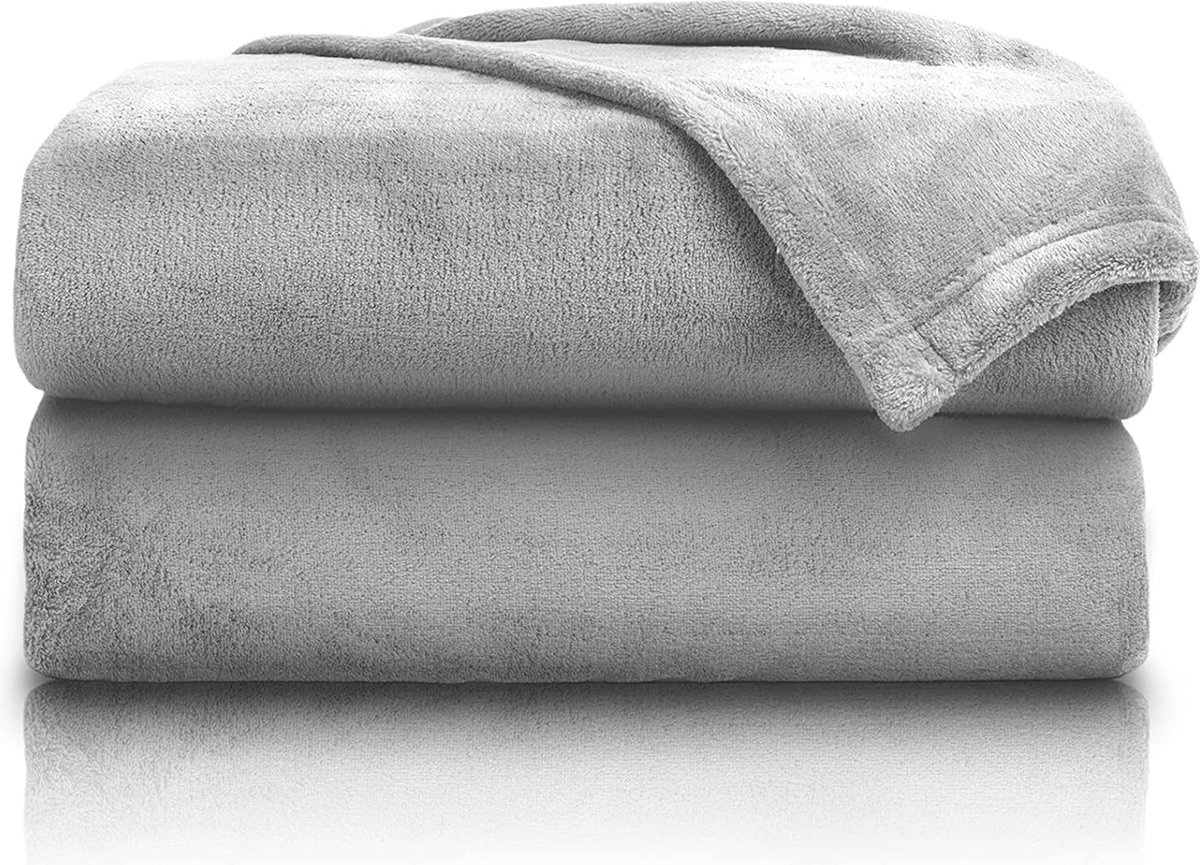 Fleece Plaid - Fleece - Fleecedeken - Fluffy Deken - Knuffeldeken - Bankdeken - Pluizig en warm - Sinterklaas & Kerst - 150 x 200 cm - Grijs