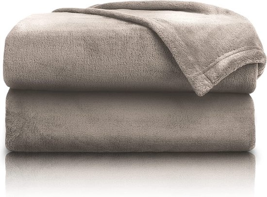 Fleece Plaid - Fleece - Fleecedeken - Fluffy Deken - Knuffeldeken - Bankdeken - Pluizig en warm - Sinterklaas & Kerst - 150 x 200 cm - Taupe