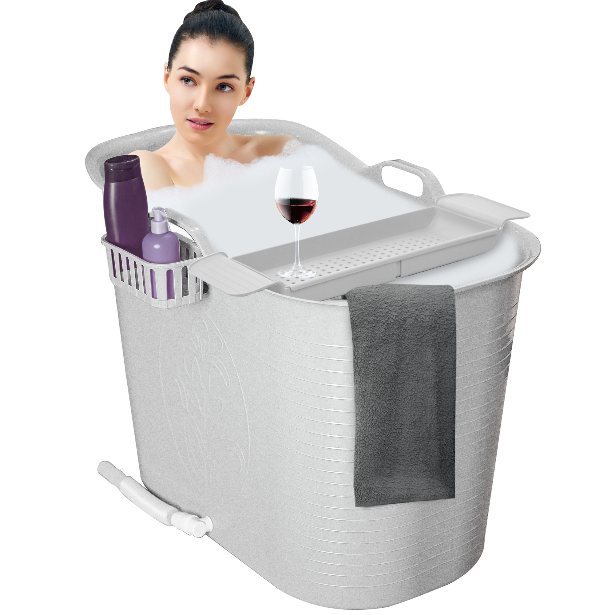 Zitbad Nancy - 200L - Bath Bucket - Inclusief Badrek - Wit