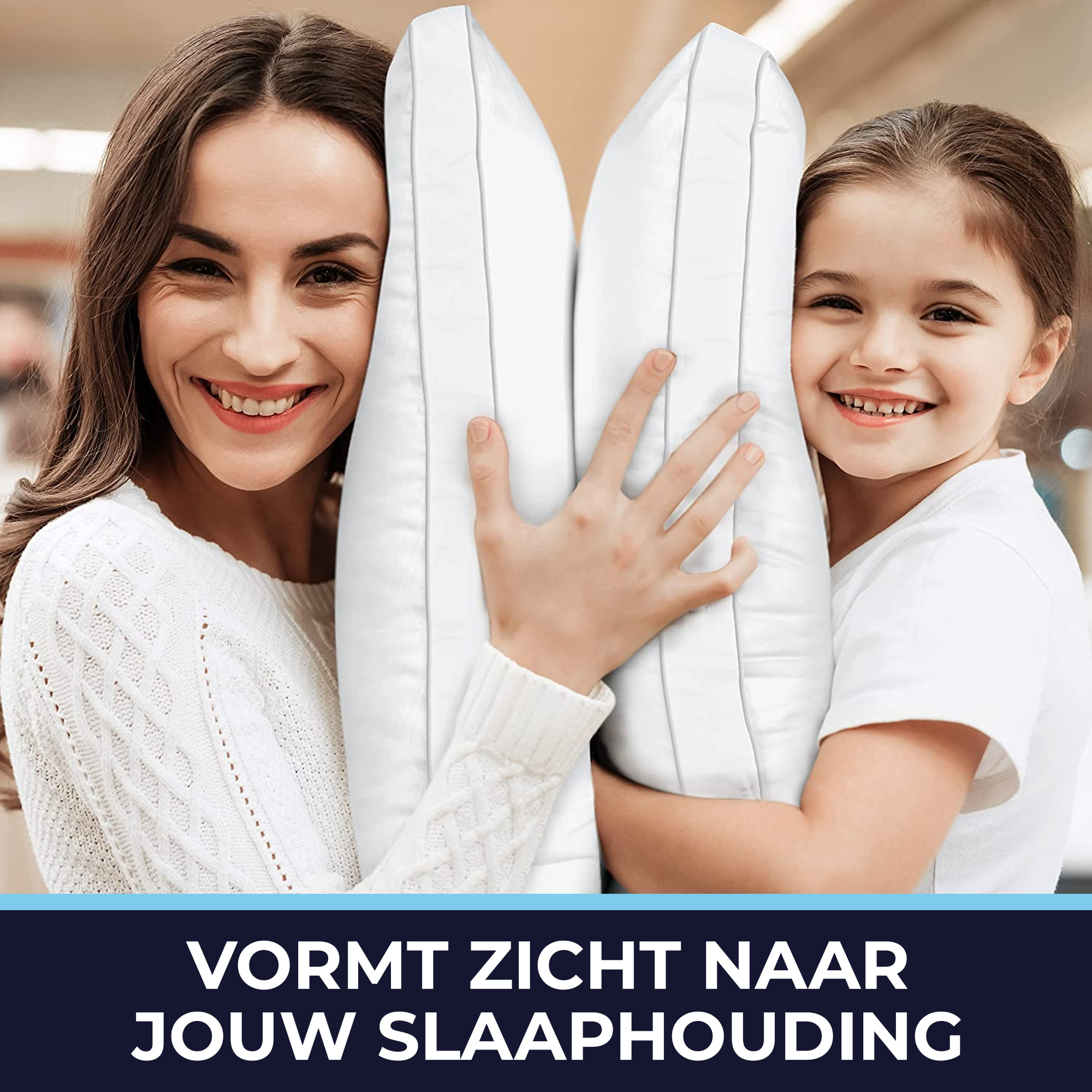 Hoofdkussen - Duo Pack - Set van 2 - Anti-allergie - Geschikt voor rug- en zijslapers - 50 x 60 cm