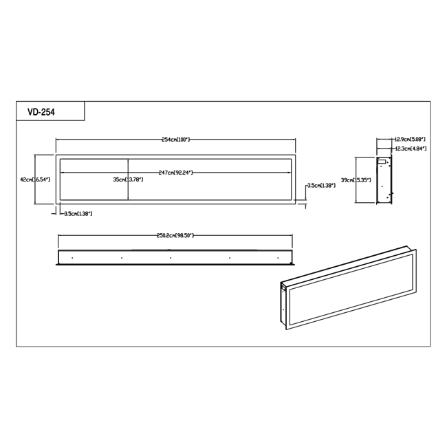 Elektrische sfeerhaard Smartline 100″ inch – 254 cm
