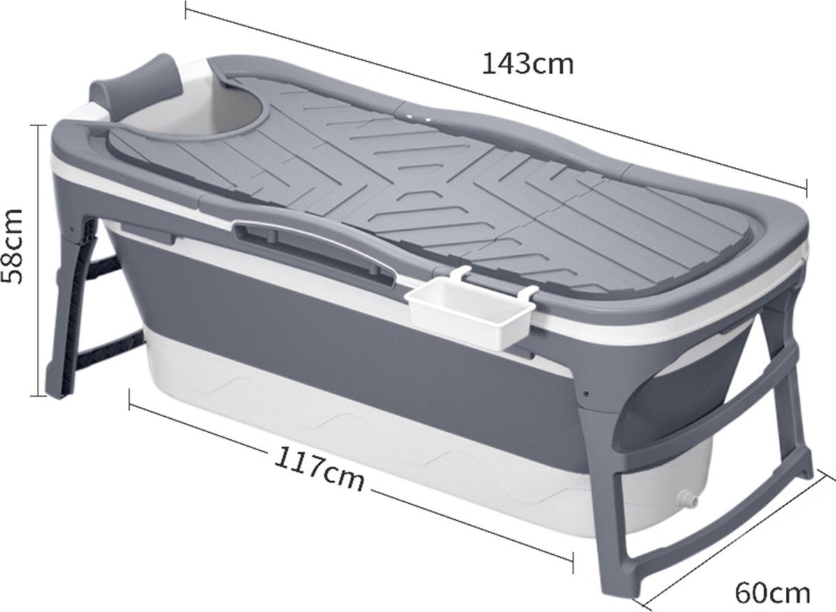 Opvouwbaar Zitbad - Sophie - Opvouwbaar bad - Zitbad - Ligbad - Bath Bucket - 143 cm - Grijs