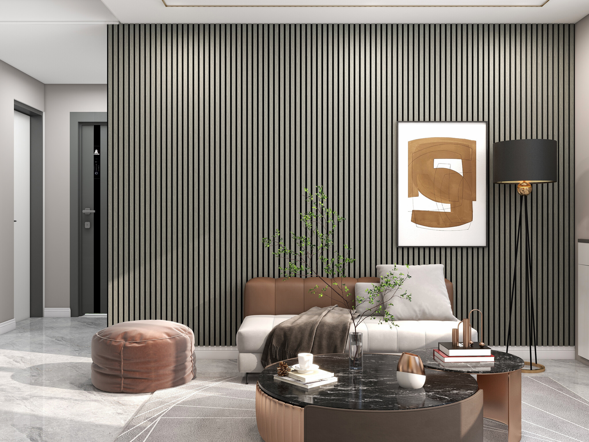 Akupanel - Eiken Grijs - 300 x 60 cm - Lattenwand - Akoestische wandpanelen